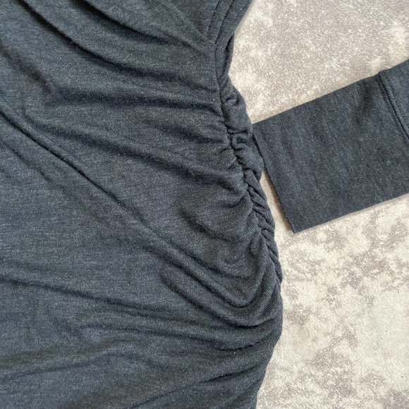Banana Republic Dark Gray Casual V Neck Dress Side Ruching Size XS - Picture 7 of 10